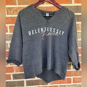 Nine Line Alternative Gray "Relentlessly Sweatshirt Relaxed Fit Unfinished Hems